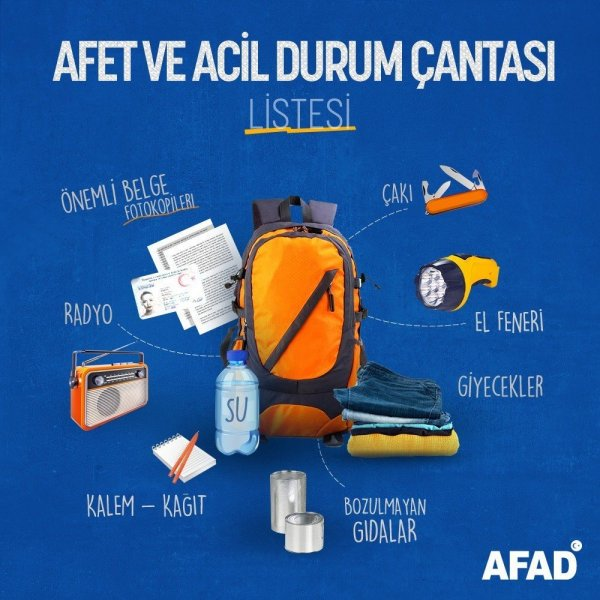 Tüm Birimlere Afet Çantası Dağıtıldı